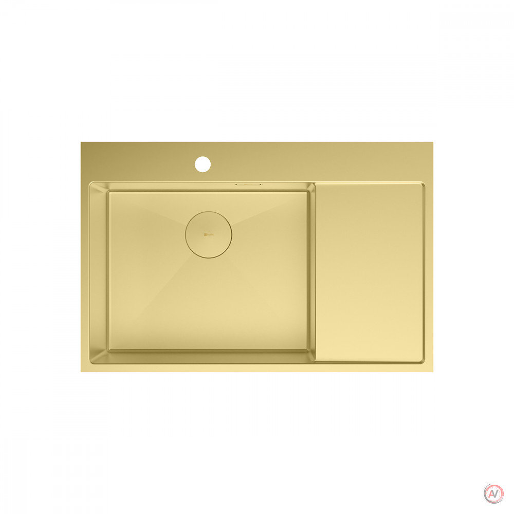 Кухонная мойка Lemark KEZADRA 780L прямоугольная с крылом из нержавеющей стали (чаша СЛЕВА) цвет: Светлое золото